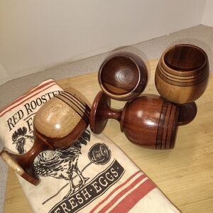 Vintage Artisian Wood Goblets